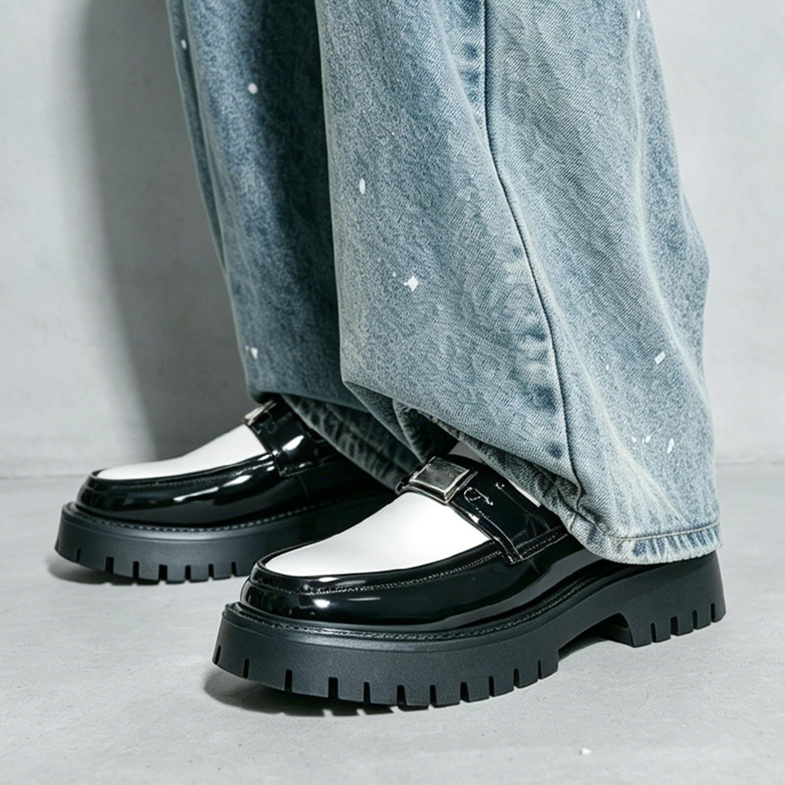 Mocassini Plateau Uomo Scarpe Eleganti Slip-On Comodi