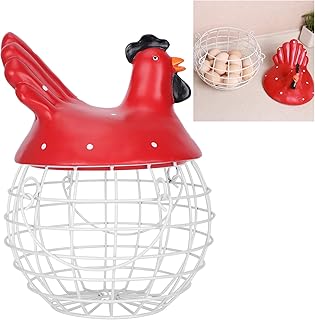 Koszyk do przechowywania jajek, urocza żelazna prosta unikalna kolekcja jajek, do spiżarni na blat kuchenny mieszkanie lodówka (czerwona)