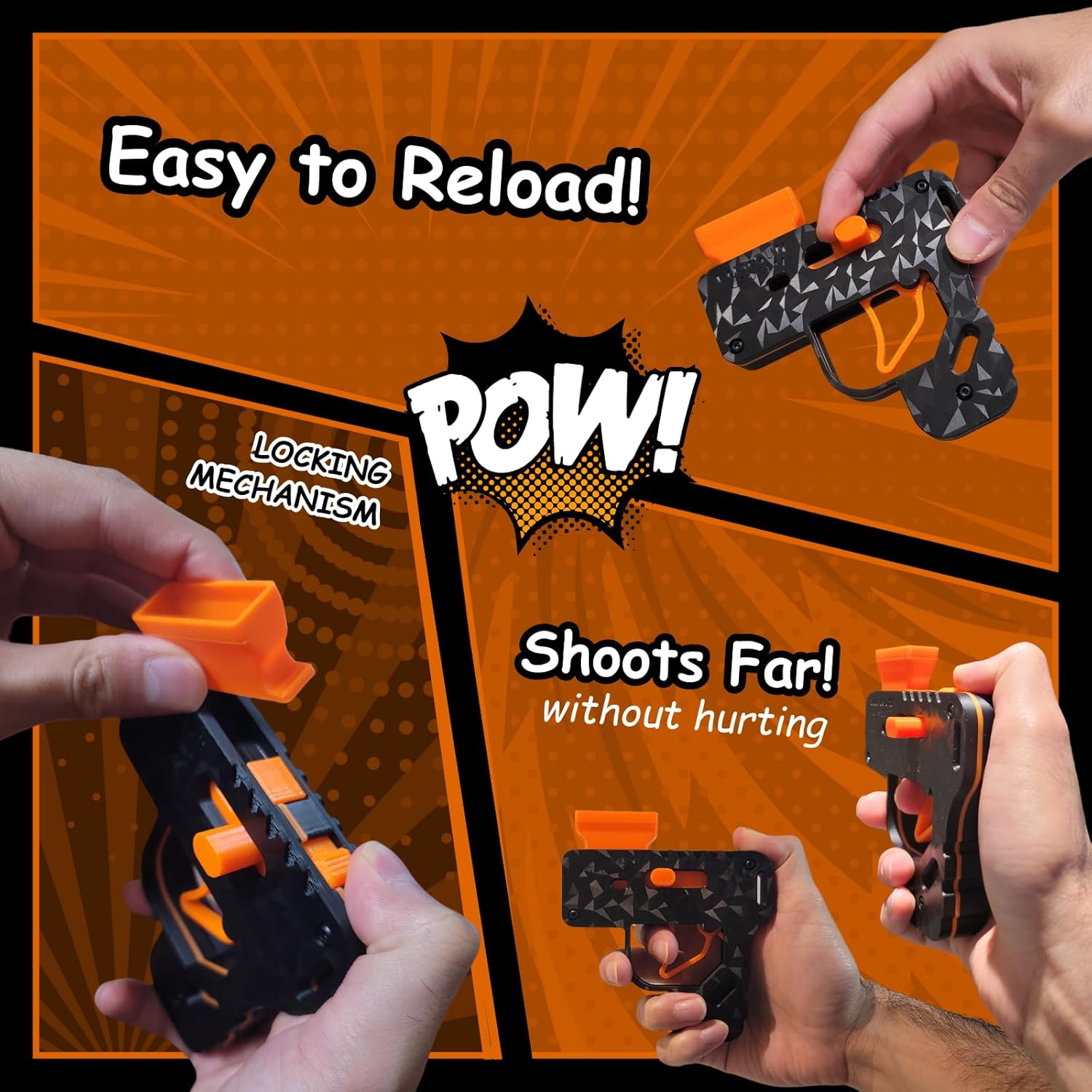 Candy Toy Gun Shooter - Wow... Shoots FAR & Fast! Loaded with Fun! 3D Printed Premium Toy Gun: Shoots Candy FAR Ships Today (Black Specter)