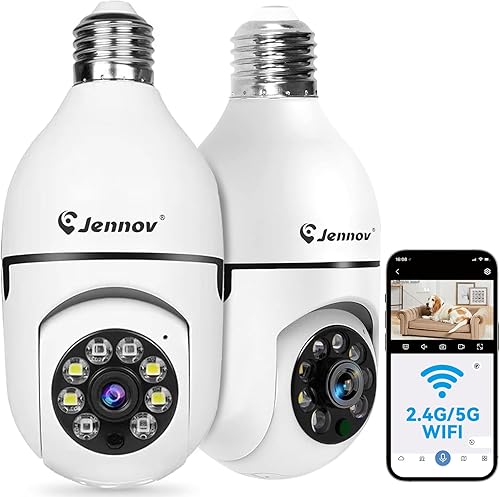 Miniatura 12 de Jennov Cámara de seguridad con forma de bombilla 2K inalámbrica para exteriores e interiores, cámaras de enchufe de luz para seguridad del hogar,