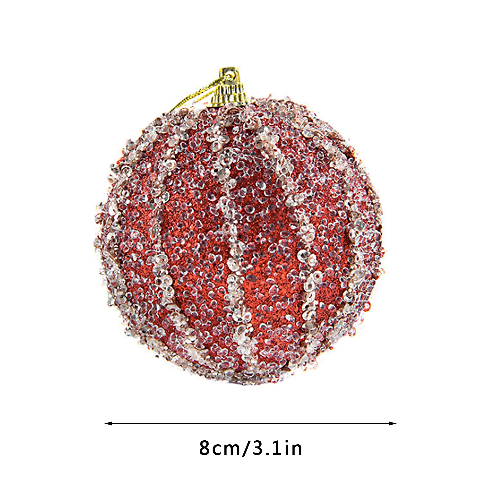 Weddi Weihnachtskugeln, Dekorationszubehör, 10 Stück Weihnachtskugel-Ornamente, 3,15 Zoll Glitzer-Pailletten-Schaumstoffkugel, bruchsichere Weihnachtsdekoration, Baum-Hängekugeln for Weihnachtsbäume (