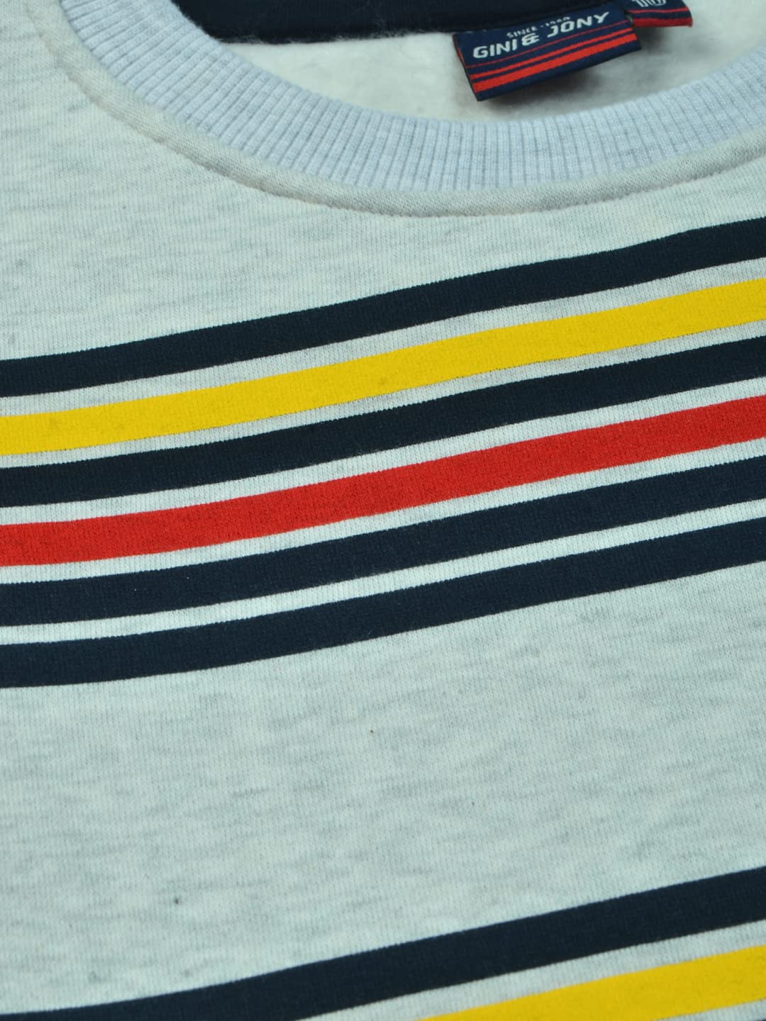Gini & Jony Boys Grey Striped Fleece Sweat Shirt 9-12 Month 1