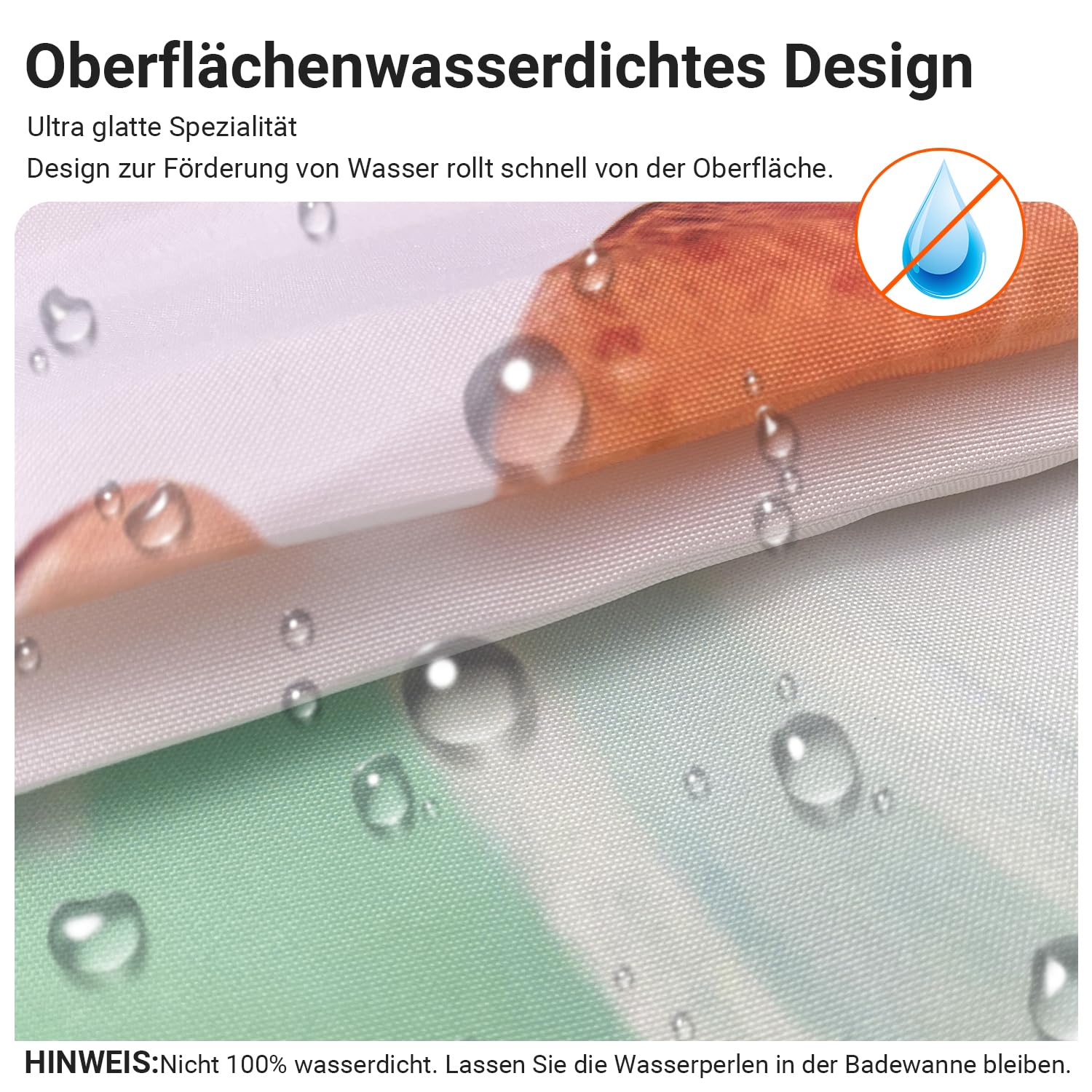 Lerores Shower Curtain 180 x 180 cm, Flowers Drawing, Anti-Mould Textile, Weighted Hem, Water-Repellent - Image 2