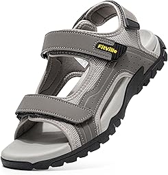 FitVille Sandali Sportivi Uomo Larghi Sandali Outdoor con Chiusura a Strappo Antiscivolo Leggeri Scarpe da Trekking Traspiranti per L'Estate