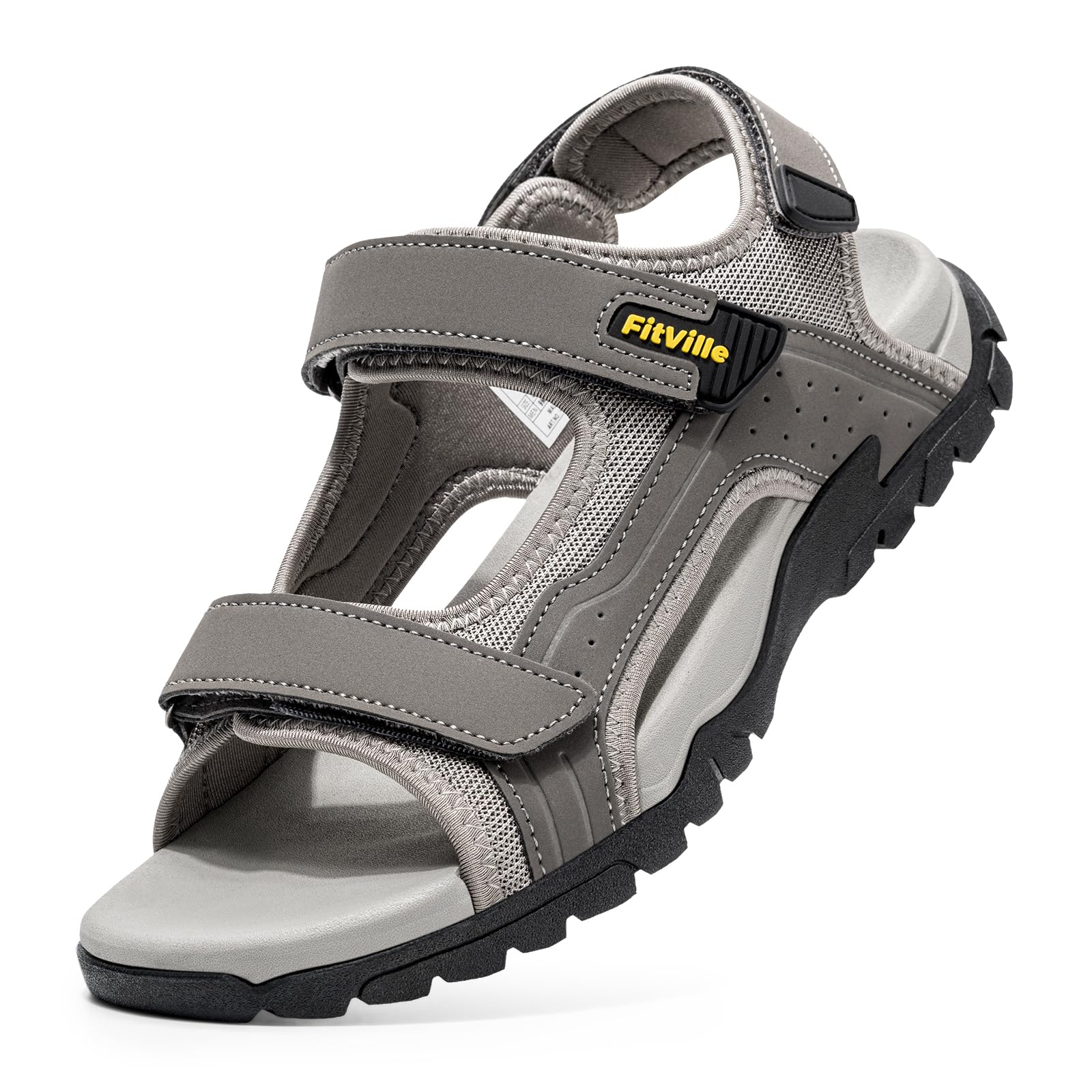 FitVille Sandali Sportivi Uomo Larghi Sandali Outdoor con Chiusura a Strappo Antiscivolo Leggeri Scarpe da Trekking Traspiranti per L'Estate - 1