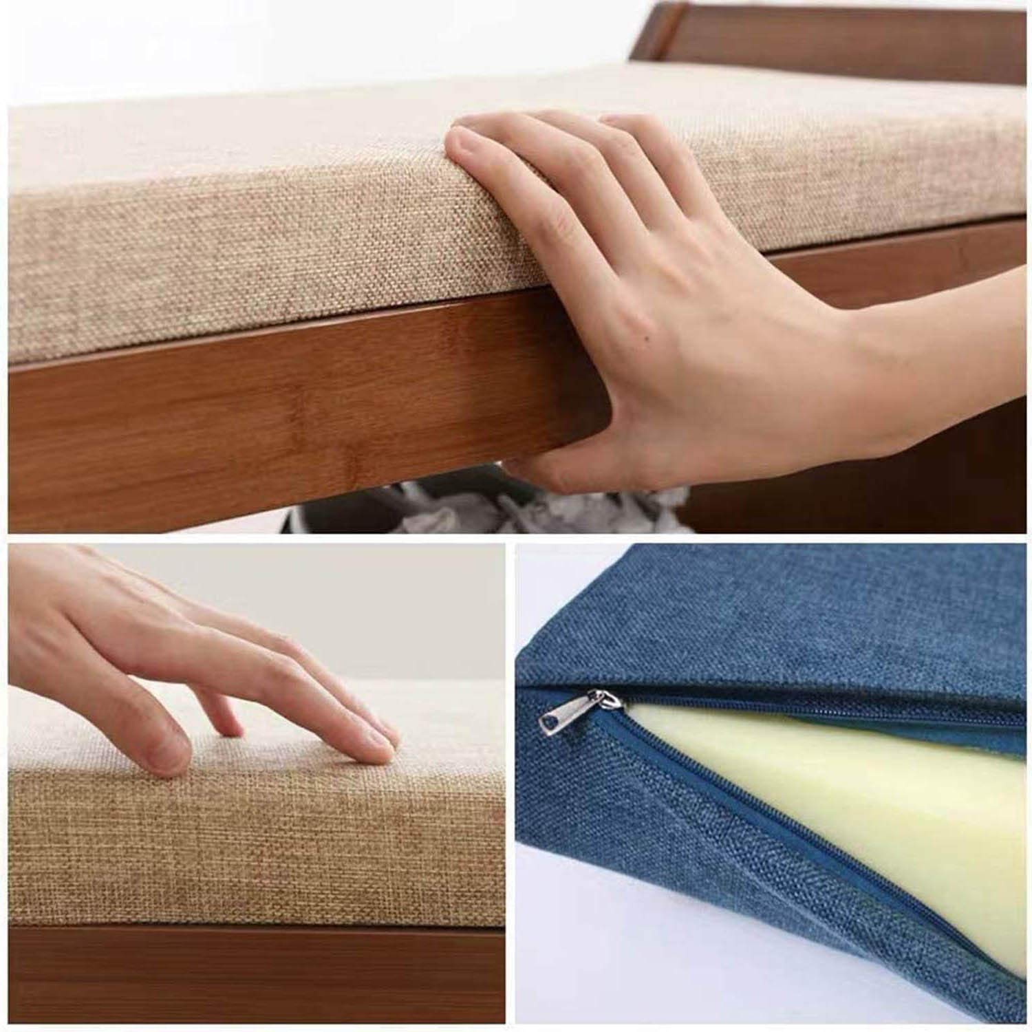 Cuscino antiscivolo per panca a 2 o 3 posti, spessore 5 cm, 100/120/150/180 cm, per interni ed esterni (120 x 35 x 5 cm, blu)