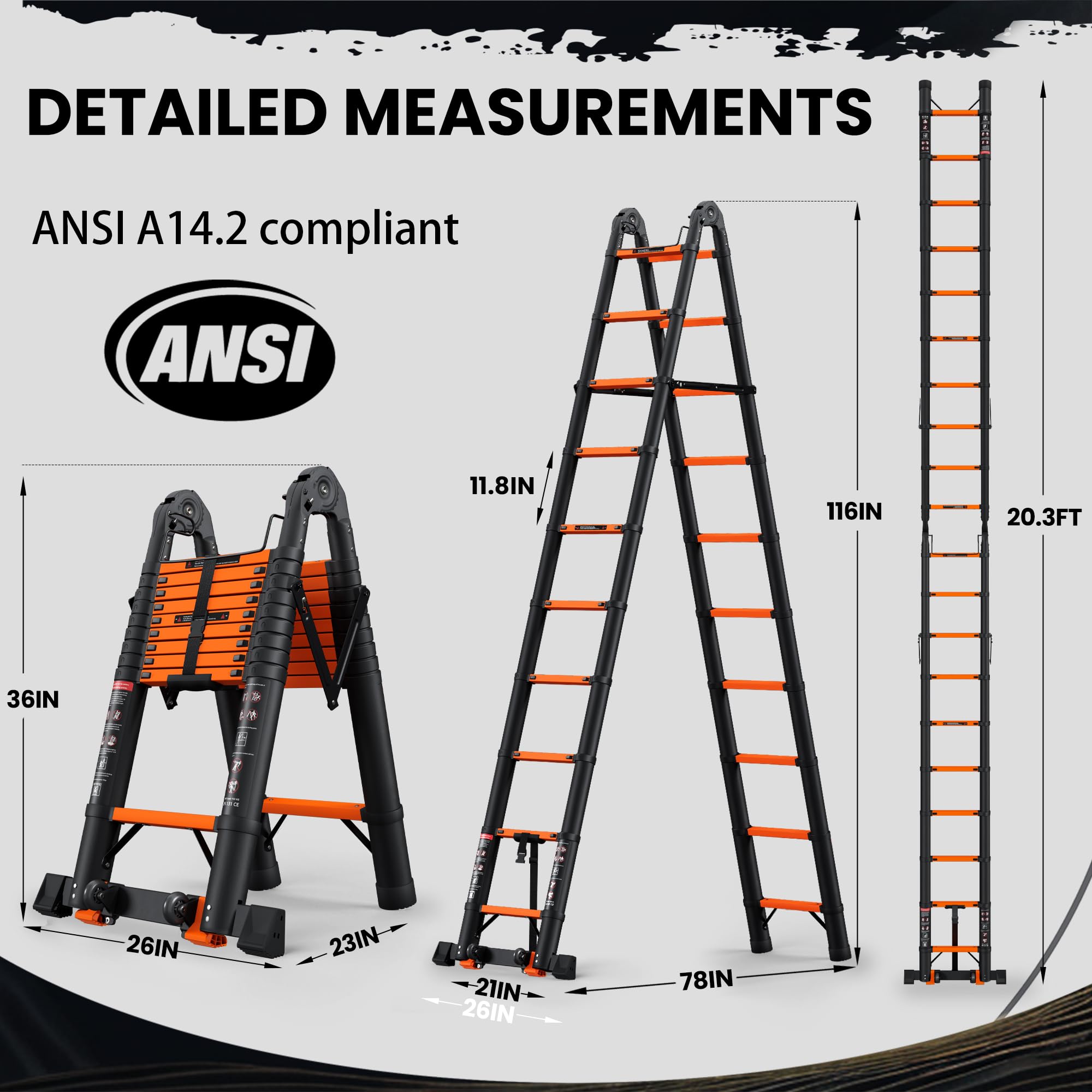 SINMEIRUN Telescoping Ladder, 20.3 FT, A Frame, Aluminum Extension