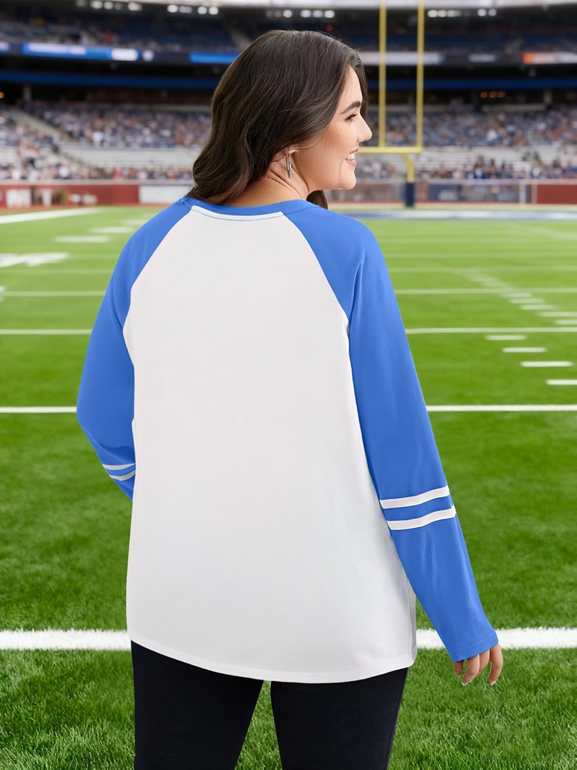 Plus Size Football Shirts Women Game Day Graphic Long Sleeve Shirt Sunday Funday T-Shirts Casual Football Fan Tee Top - Image 3