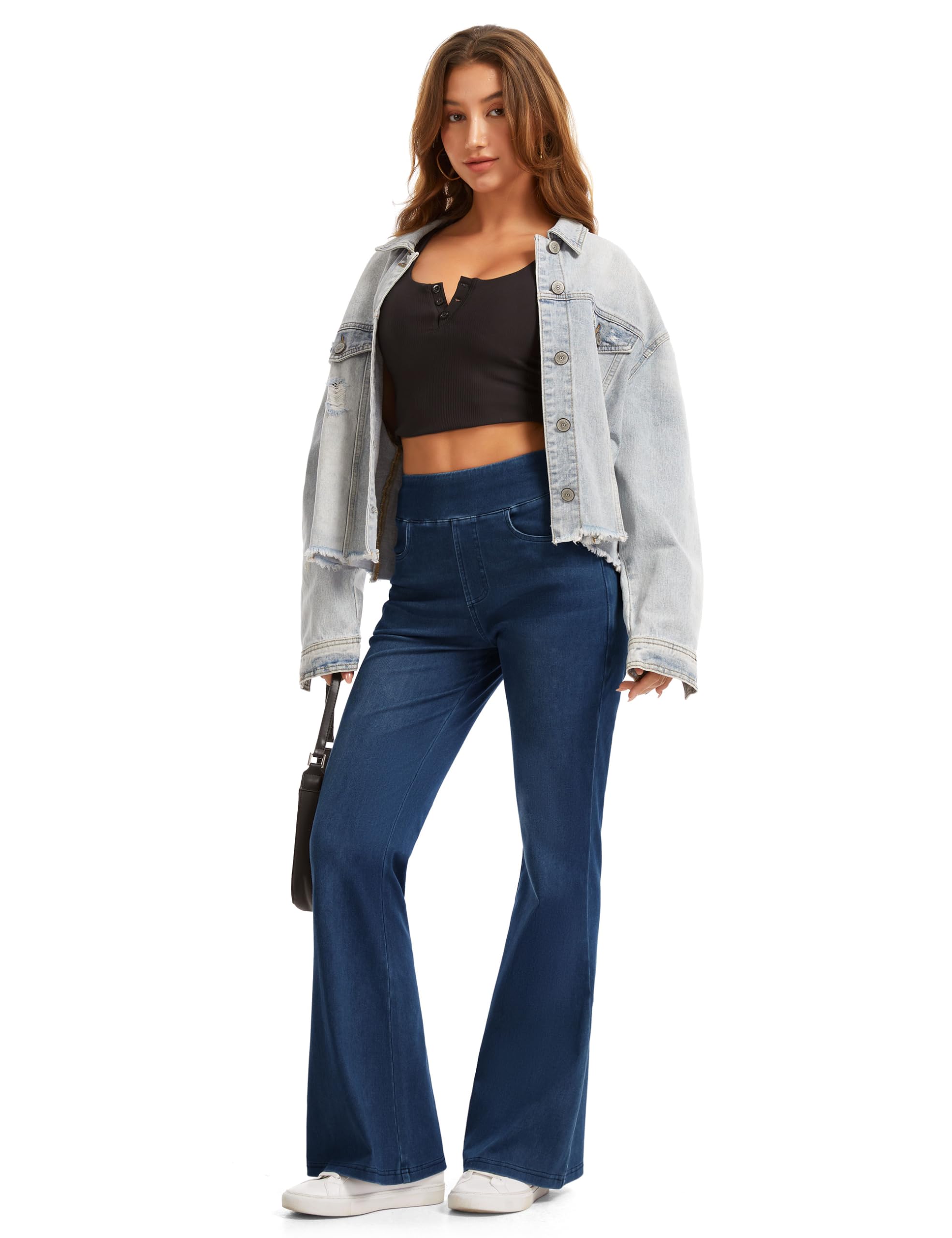 THE GYM PEOPLE Damskie dżinsy Scrunch Butt Bootcut Stretch Flared