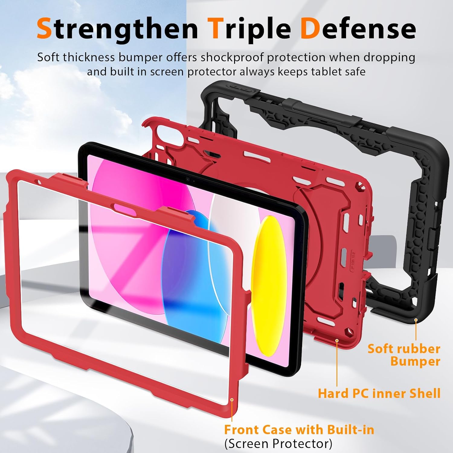ROISKIN Case for iPad (A16) 11th Generation 11 Inch 2025, iPad 10th Generation Case 10.9" for Kids with Screen Protector,360 Kickstand & Handle,Shoulder Strap,Heavy Duty Military Grade Drop Protection