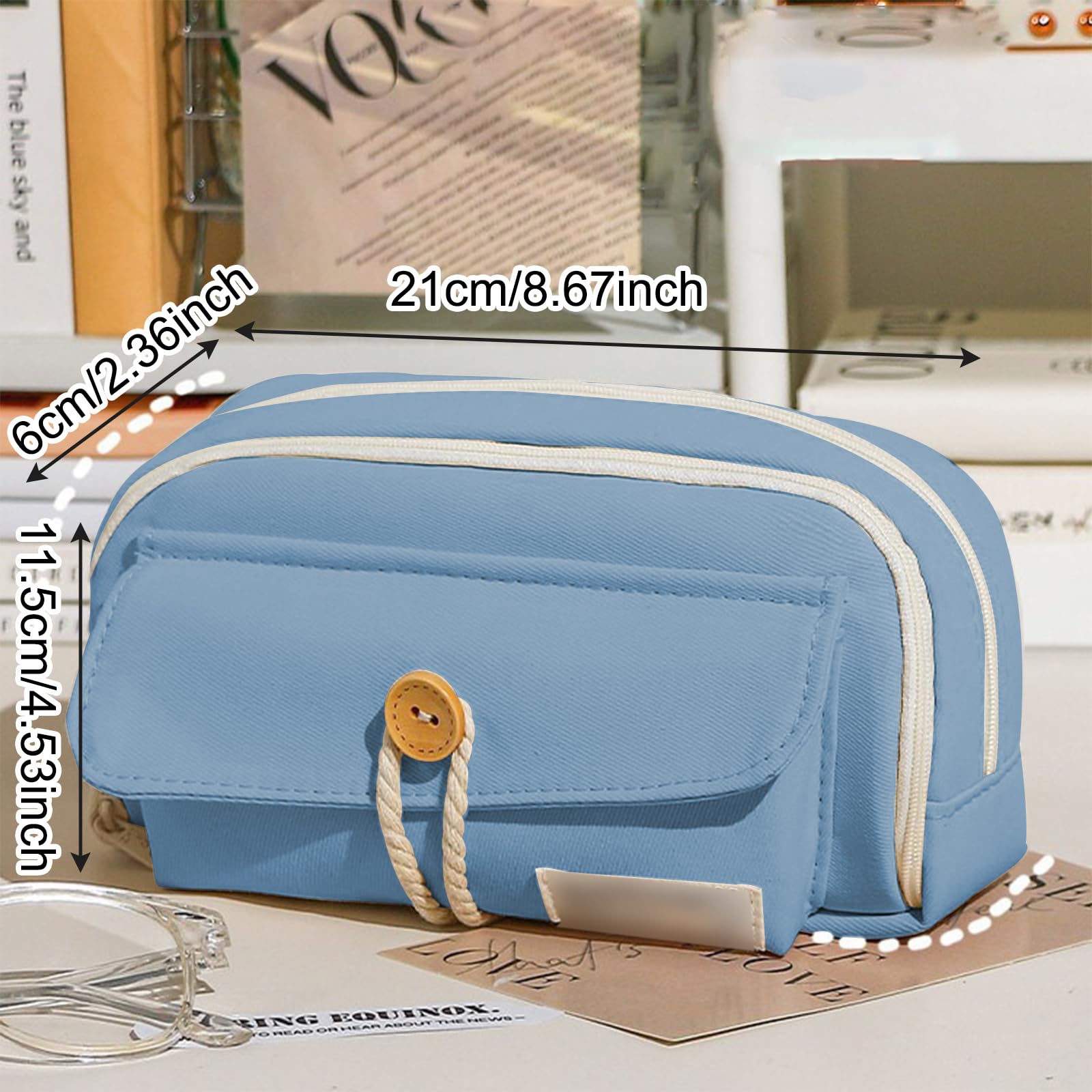 Case for Girls Cute with 4 Compartments, Large Zip, Special with Decorative Patches for School Kids & Teenage Adults, Big Capacity - Image 2