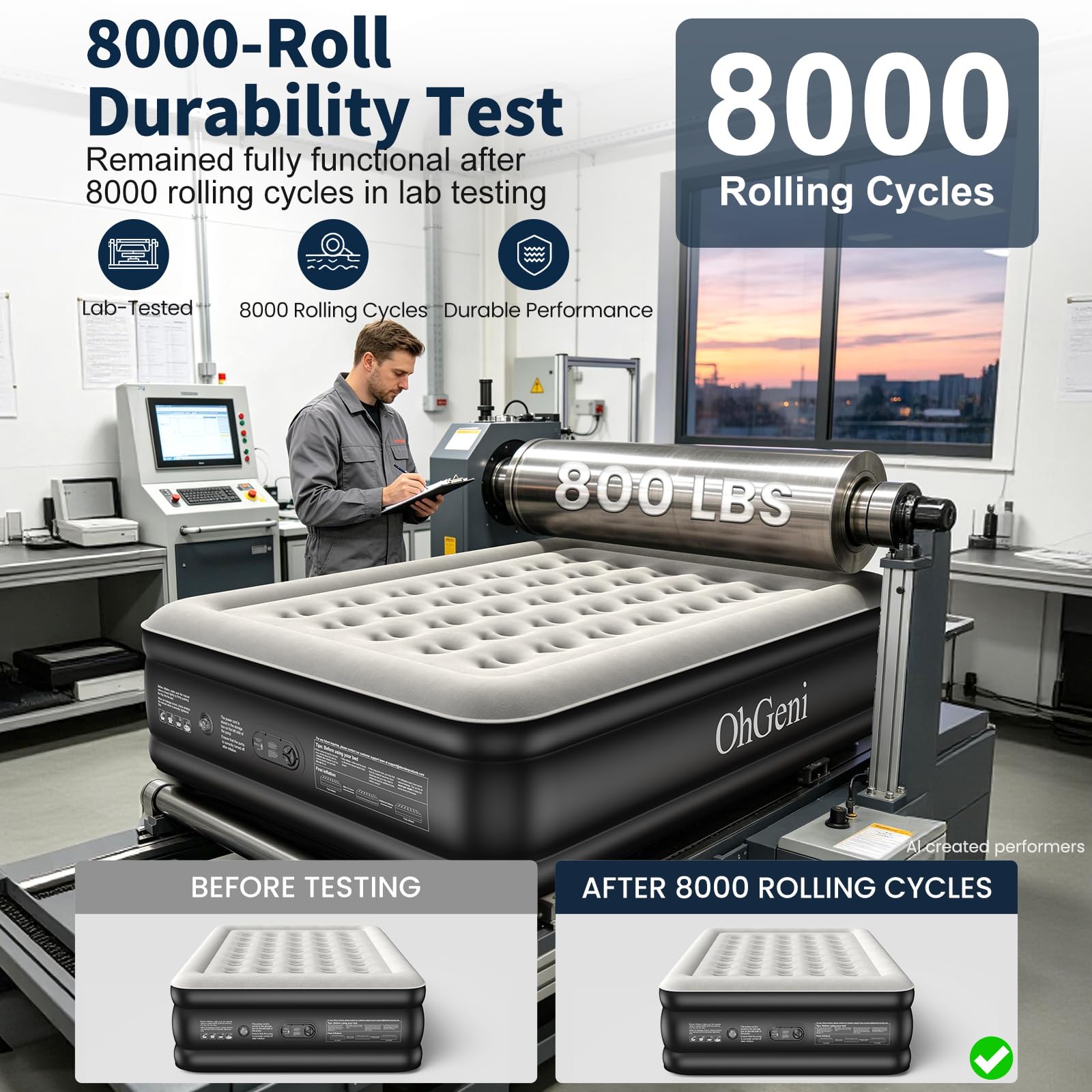 OhGeni Queen Air Mattress - Built-in Pump & 18" Raised Bed -4