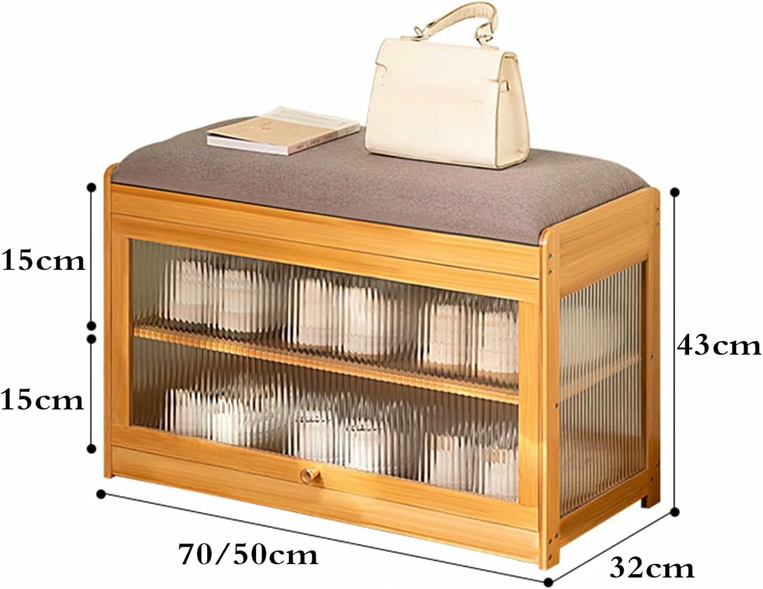 Solid Wood Shoe Bench with Storage and Seat Modern Entryway Bench for Hallway Multi Purpose and Comfortable Shoe Rack for Entrance Save Time and Space (Black 50 * 32 * 43cm)