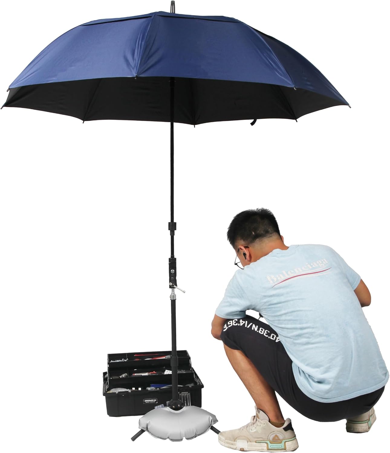 HVAC Umbrella With Magnetic Base Kit Can Stay Cool and Dry When Doing Outside Work,The HVAC Shade Umbrella With Base(60" BLUE)