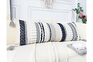 Striped Textured Boho Long Lumbar Pillow Case for Bed
