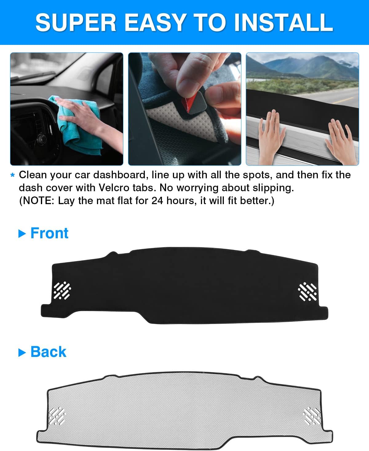 Autorder Dashboard Cover Mat for Rivian R1T 2022-2025 2026 Accessories Dash Cover Flannel Dash Mat Sunshade Glare UV Rays Protector