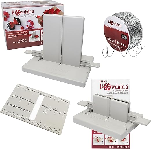 Combo Pack Bow Maker for Ribbon for Wreaths (Set of 4 Tools), Art Supplies Craft Kit Set, Bows for Crafts Wedding Decor, Arts and Crafts for Adults - Wreath Making Supplies Kit, Gray