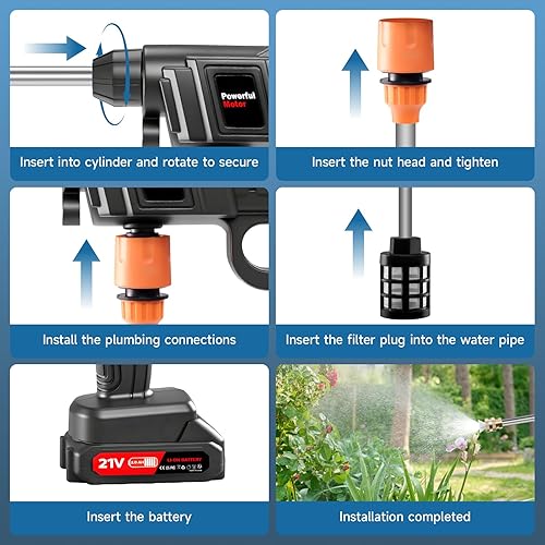 Miniatura 8 de Lavadora a Presión Inalámbrica Alimentada por Batería, Lavadora de Energía Portátil de 1500W, Lavadora Eléctrica de Alta Presión de 60Bar870PSI,