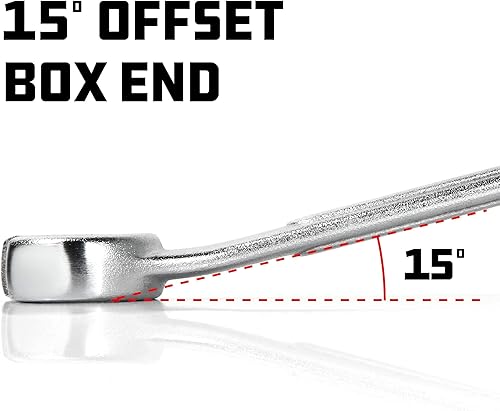 Miniatura 29 de Powerbuilt Juego de herramientas de llaves combinadas, 7 tamaños SAE, llaves hexagonales de extremo abierto y Z-Drive, desplazamiento de 15 grados