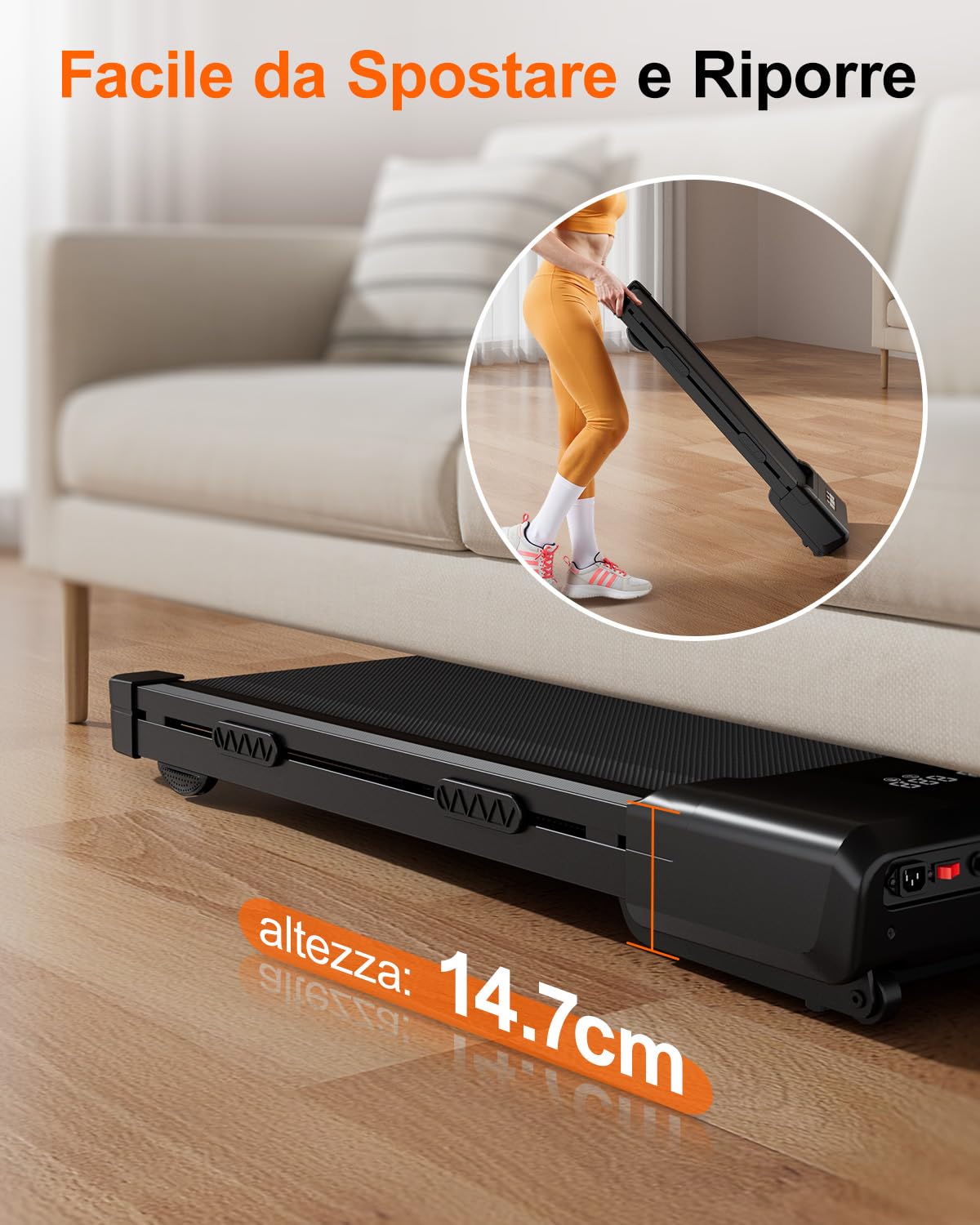 Superun Tapis Roulant Salvaspazio Pieghevole 1-6km/h con Inclinazione 9%,Tapirulan Elettrico Pieghevole 3,0 CV Mini Walking Pad Massima di 136 kg,Schermo LED, Telecomando, Controllo tramite APP