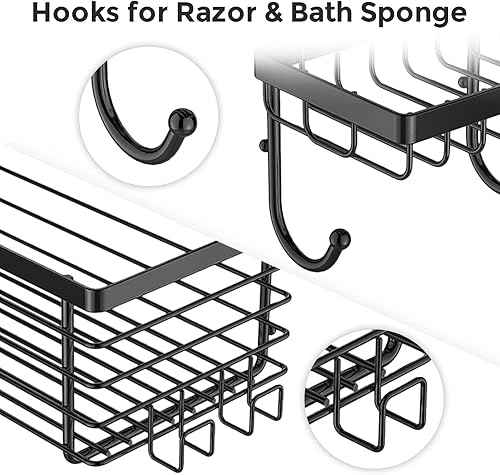 Miniatura 3 de ODesign Shower Caddy Shower Shelves Rack Rustproof Wall Mounted SUS304 Stainless Steel - Self Adhesive Caddy (Black)