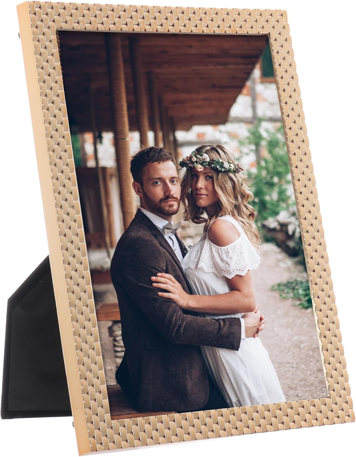 Lawrence Frames Cast Metal Bracelet Design Picture Frame, 5x7, Gold