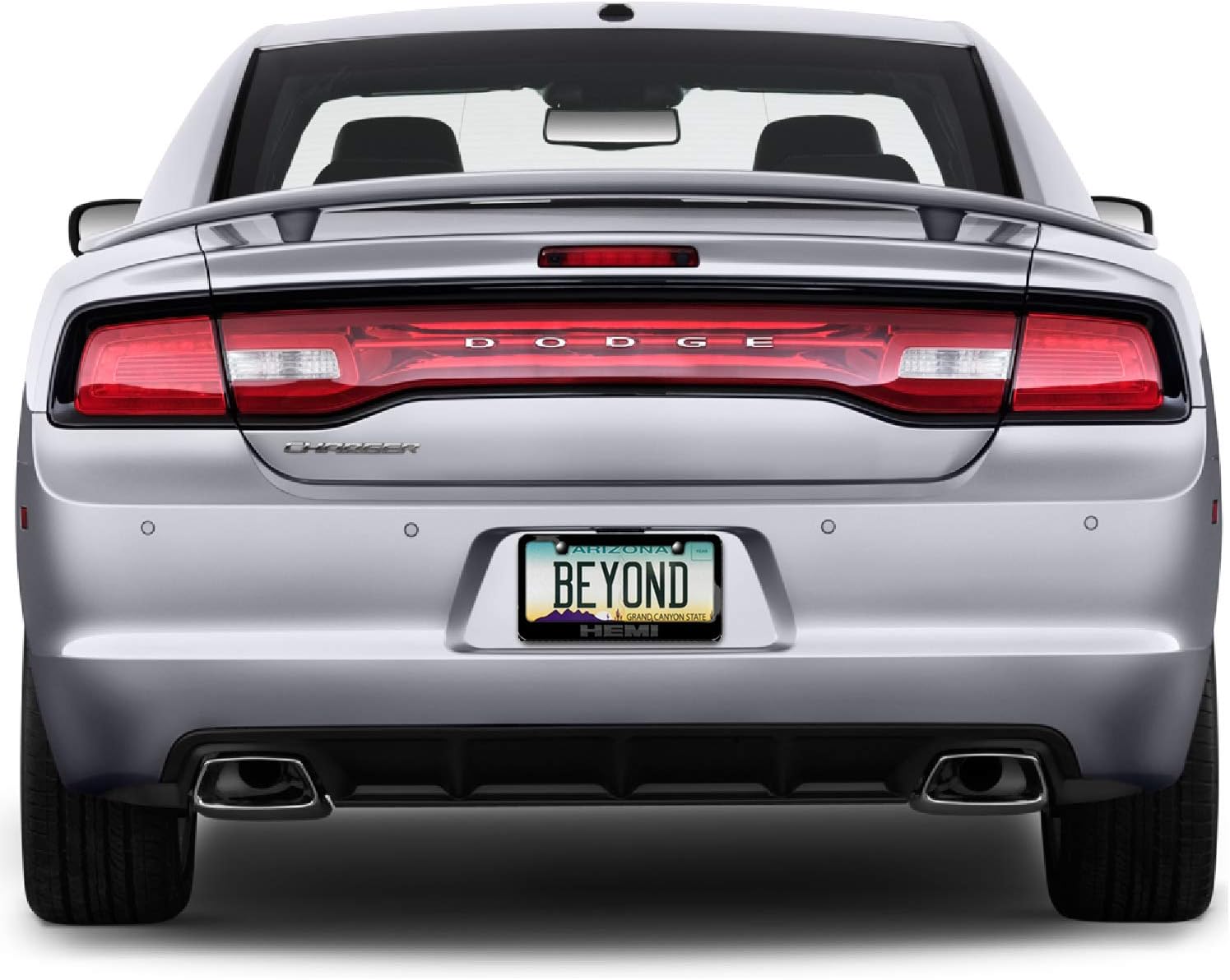 iPick Image Made for HEMI Logo in 3D Dark Gray Letters on Black Metal License Plate Frame