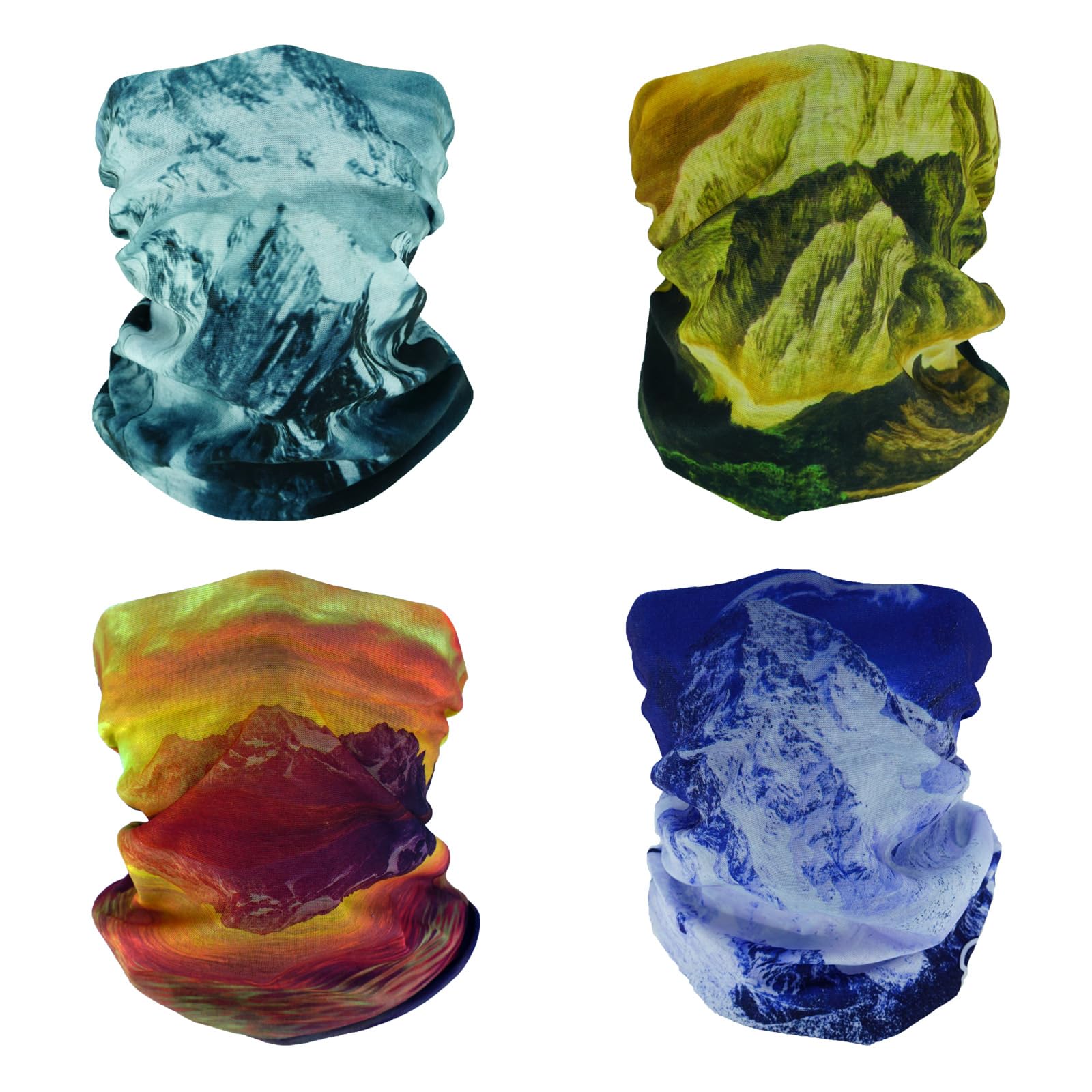 SMEHCF Lot De 4 Bandanas Multifonctions – Cache-Cou, Masque, Bandeau – Respirant & Lavable – Pin Neige Montagne
