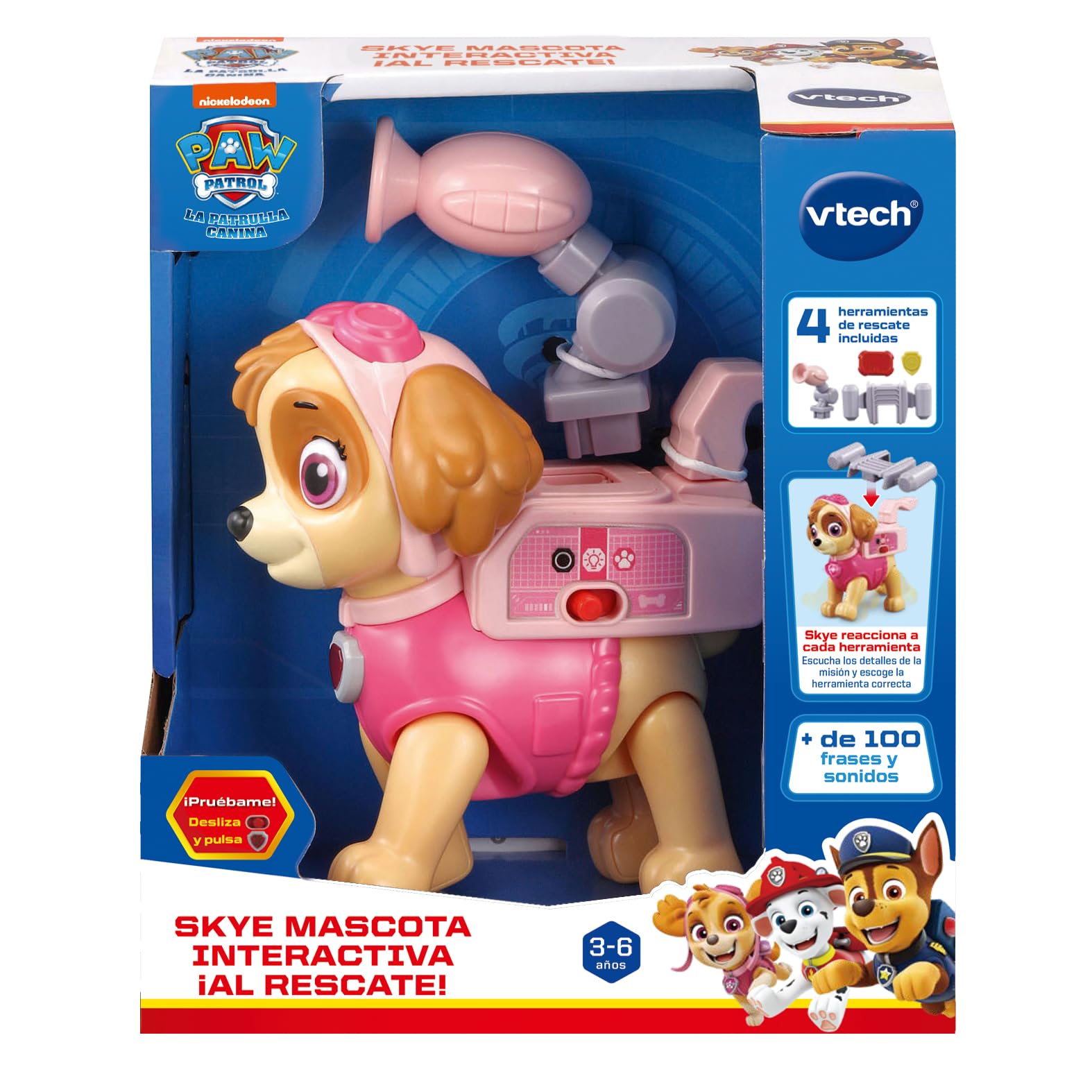 VTech - Skye Mascota interactiva ¡Al Rescate! Juguete para niños +3 años, Completa Las misiones de Rescate, Versión ESP