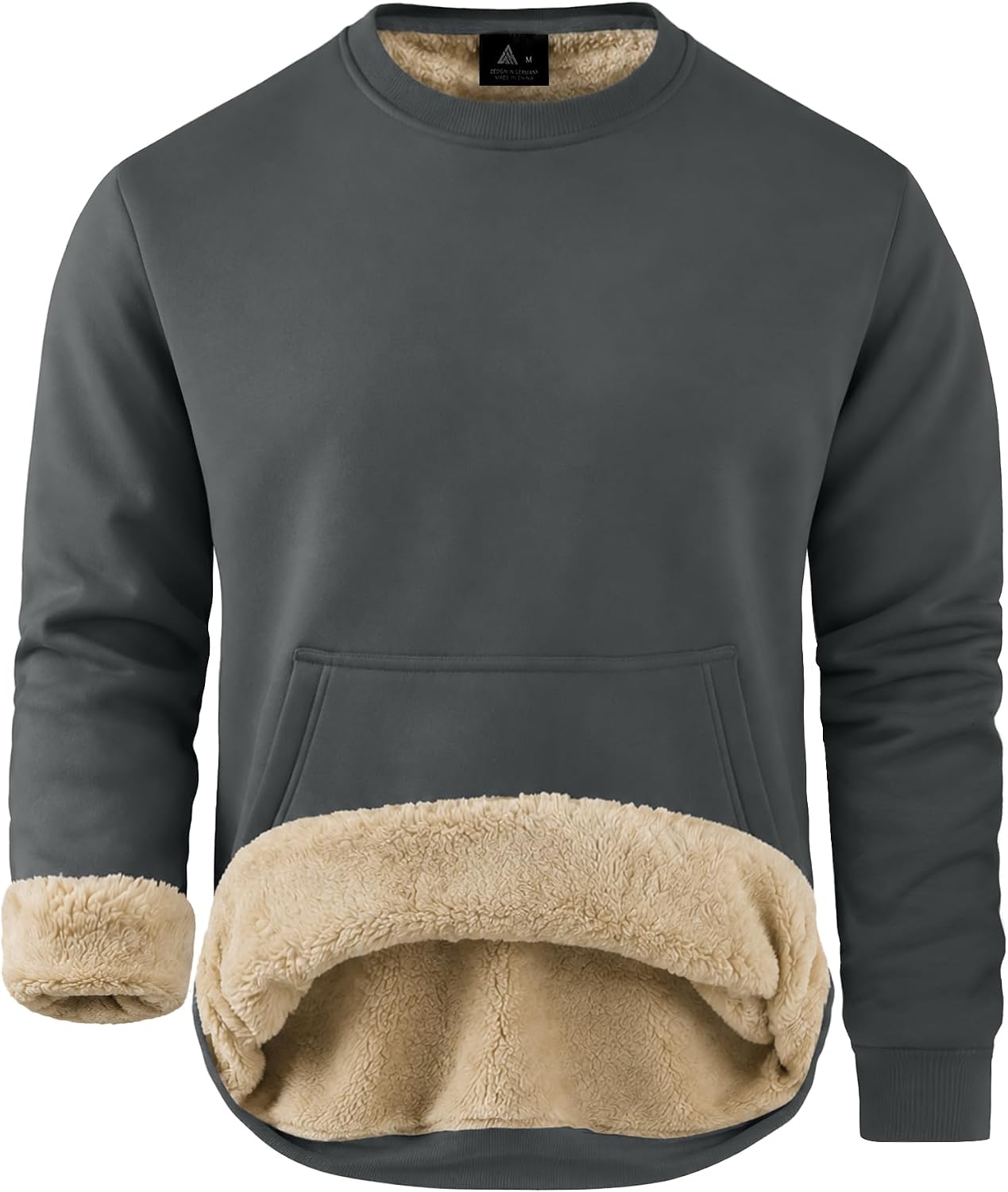 ZITY Men's Flee Lined Sweatshirt Thick Sherpan Sweatshirts Kangaroo Pocket