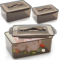 Reallnaive 3-Piece Marinating Containers with Lids (12.5, 8.3, 6.5 Qt) Leakproof Dishwasher Safe Brining Buckets for BBQ Turkey Chicken Meat Prep