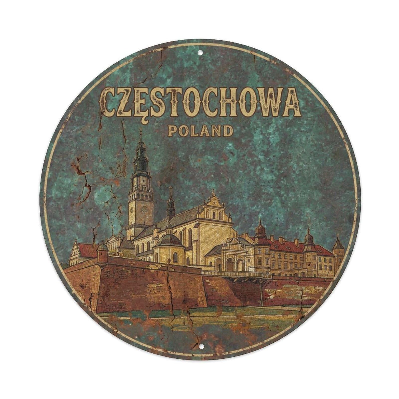 Xanthor Style Retro Travel Poland Czestochowa Metal Tin Sign