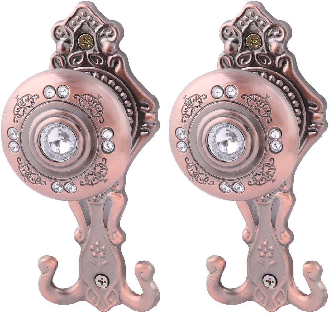 Ruilogod Metal Home Bedroom Round Shaped Base Double Hook Wall Hanger 2pcs Champagne Color (id: c6e 2c6 1f9 f4c 74f
