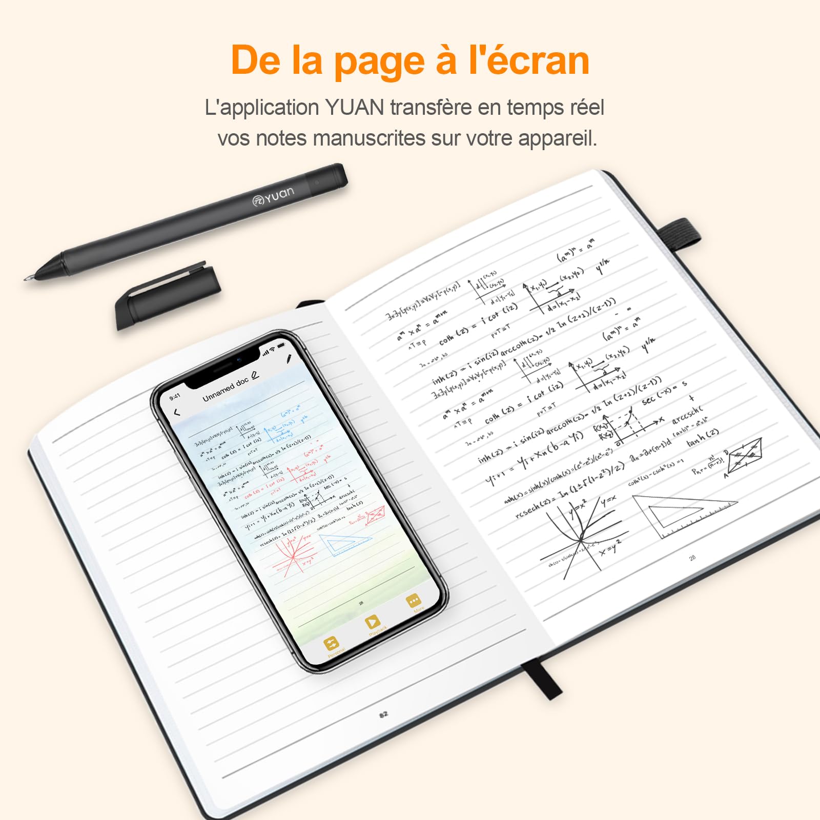 Yuan Smart Writing Set, Carnet Tablette de Papier sans Fil Bluetooth | Stylo Intelligent avec Carnet Intelligent, Carnet numérique, Stylo Connecté avec APP peut ajouter des étiquettes et partager
