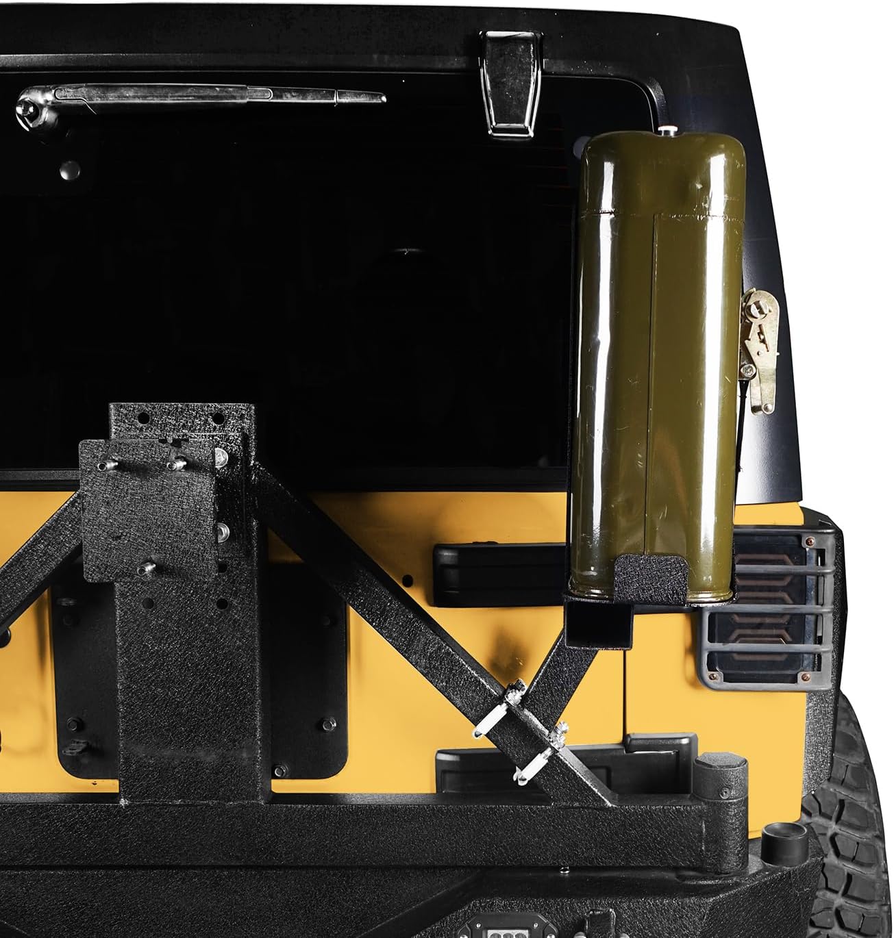 Hooke Road Wrangler 5.3 Gallon Oil Jerry Gas Can Holders Fit for Jeep Wrangler JK 2007-2018 Squre Type Tire Carrier Rack, Set of 2