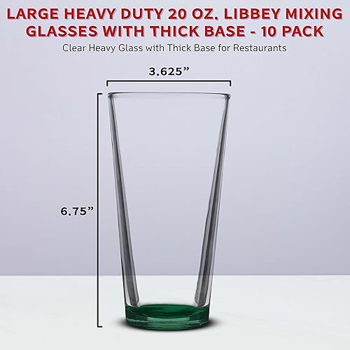 Miniatura 5 de Libbey - Juego de 10 vasos mezcladores, 20 onzas, transparente, pub, base gruesa, color verde