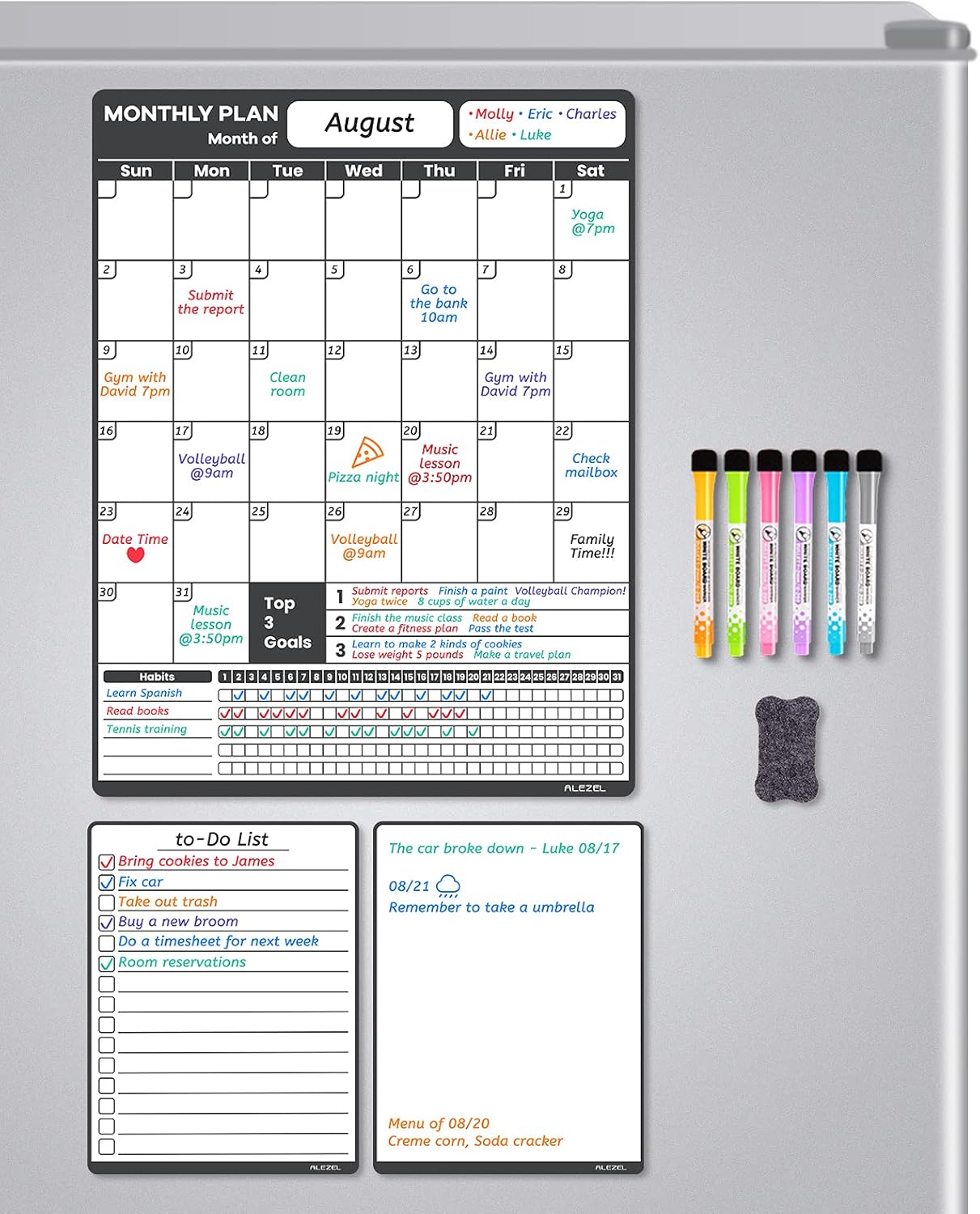 Buy ALEZEL Dry Erase Calendar for Fridge 13"x17", Monthly