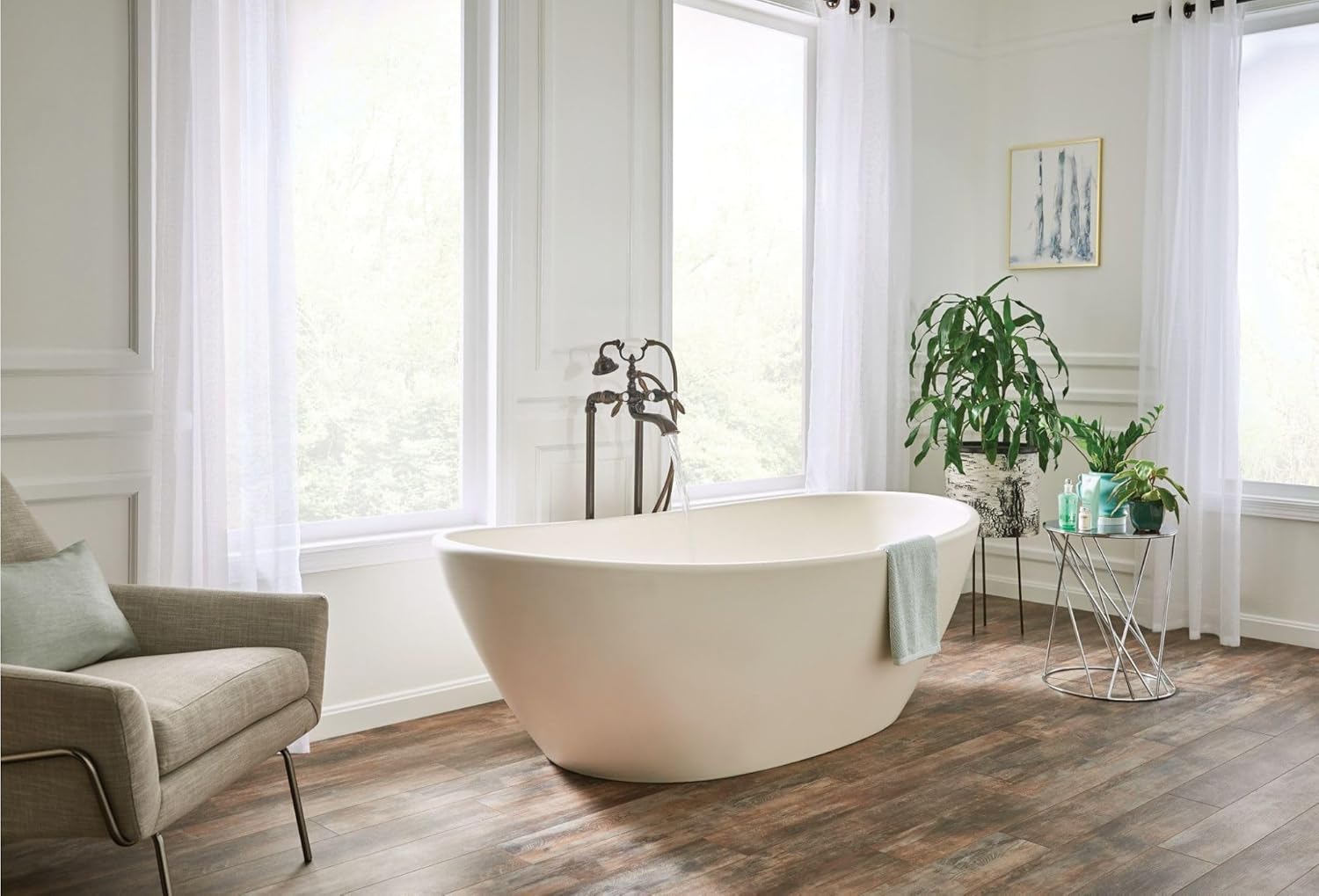 Moen S22110ORB Weymouth Two Handle Tub Filler with Lever-Handles and Handshower, Oil Rubbed Bronze