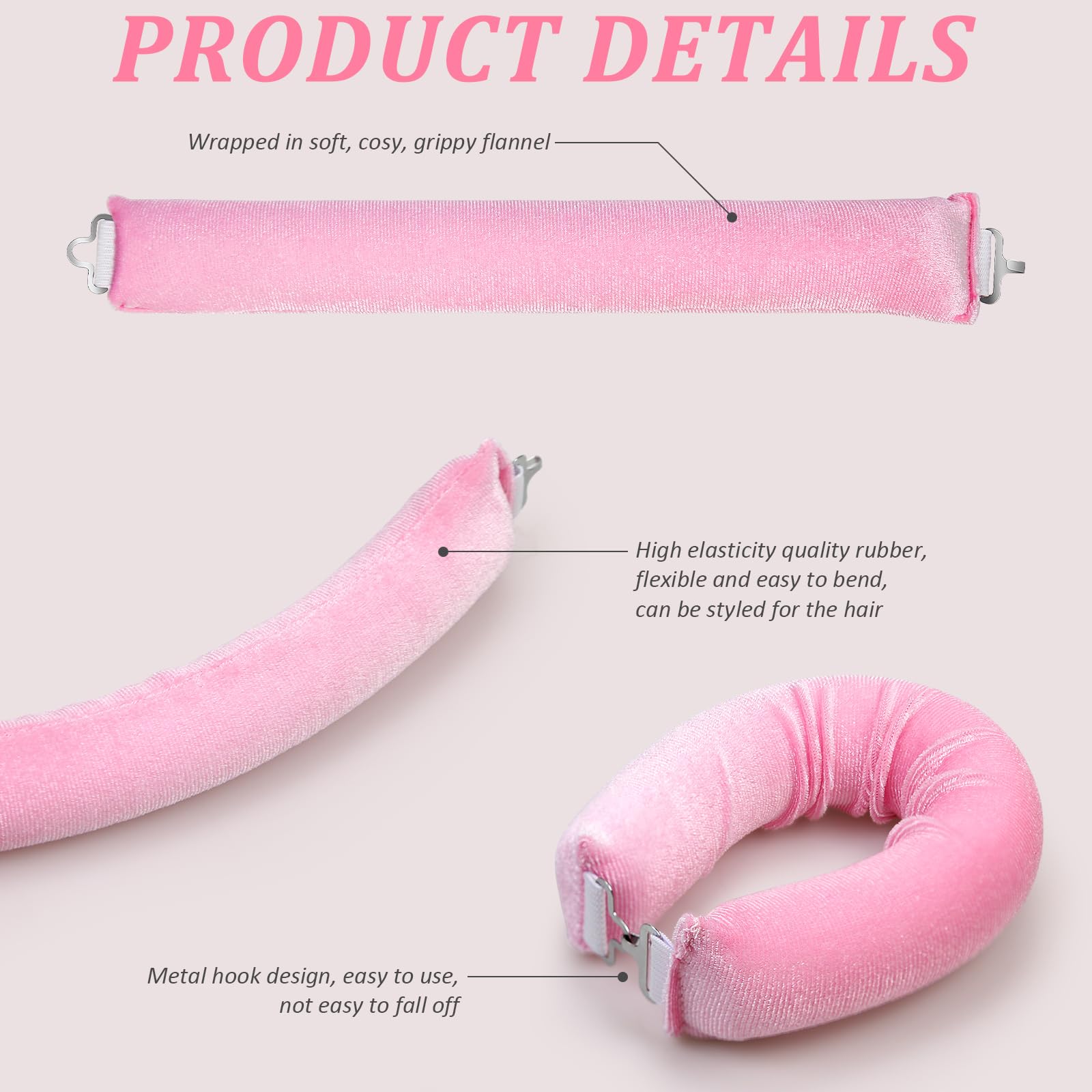 Heatless Blowout Rods,8 Pcs Heatless Curling Set,No-Heat Overnight Hair Rollers,Soft Foam Curling Rods DIY Long-Lasting Curls & Waves - Image 3