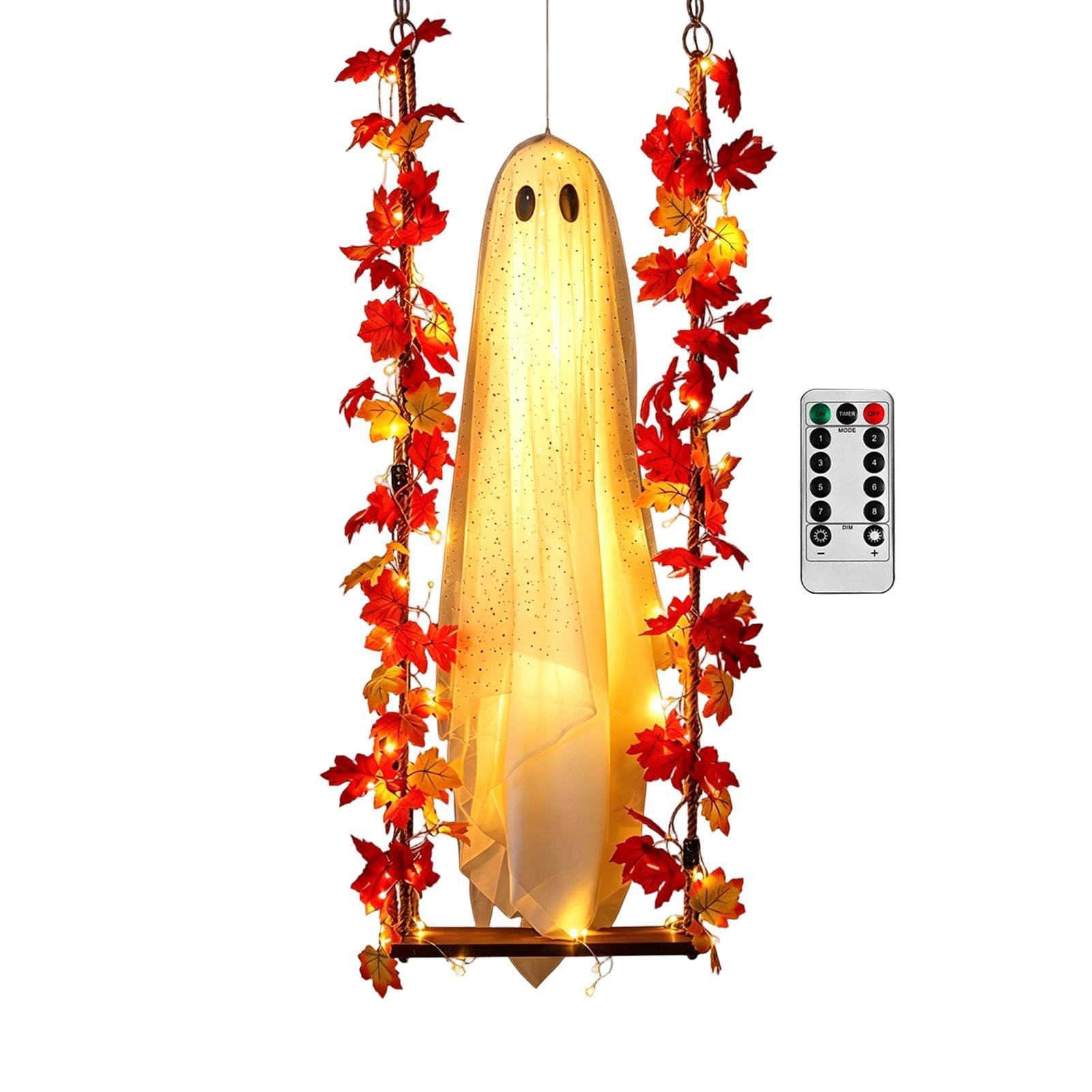Fantasma volador con luces integrado para una decoración de Halloween exterior impactante