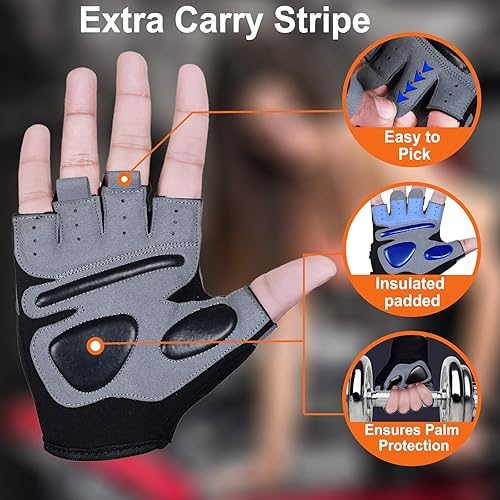 Miniatura 3 de Guantes de entrenamiento de fitness, guantes de levantamiento de pesas para hombres y mujeres, transpirables, soporte de muñeca para gimnasio, peso