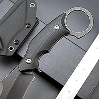 Vista 4 de C1117 Fixed Blade Knife,D2 Steel Blade +G10 Handle Outdoor EDC Survival Claw Knife with Kydex Sheaths(Black)