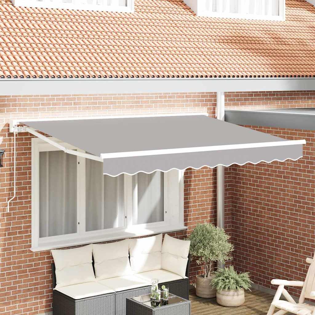 Auvent rétractable gris 350 x 200 cm électrique bâche terrasse alu extérieur