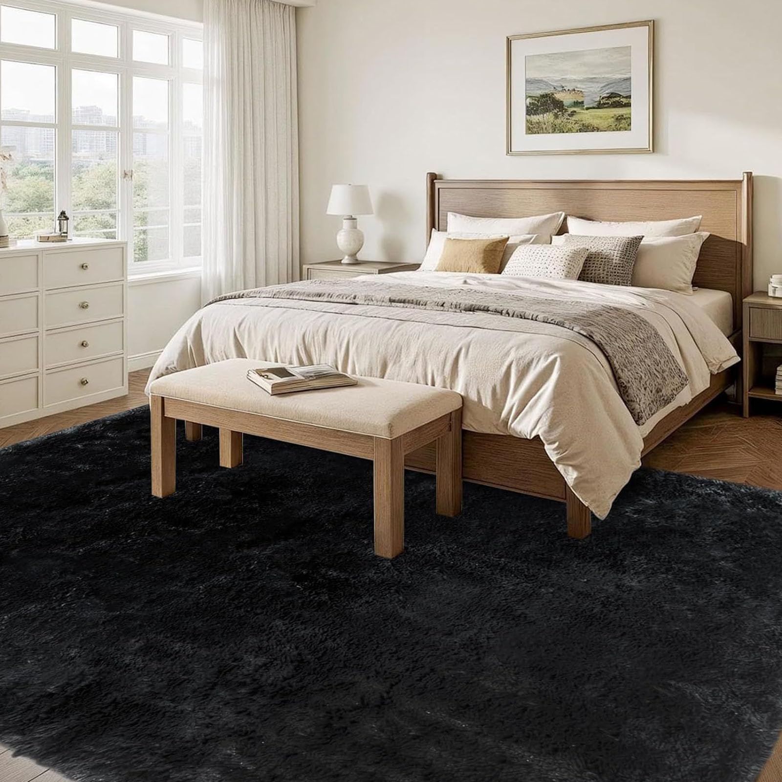 Tapis shaggy pour chambre et salon à l'ambiance chaleureuse