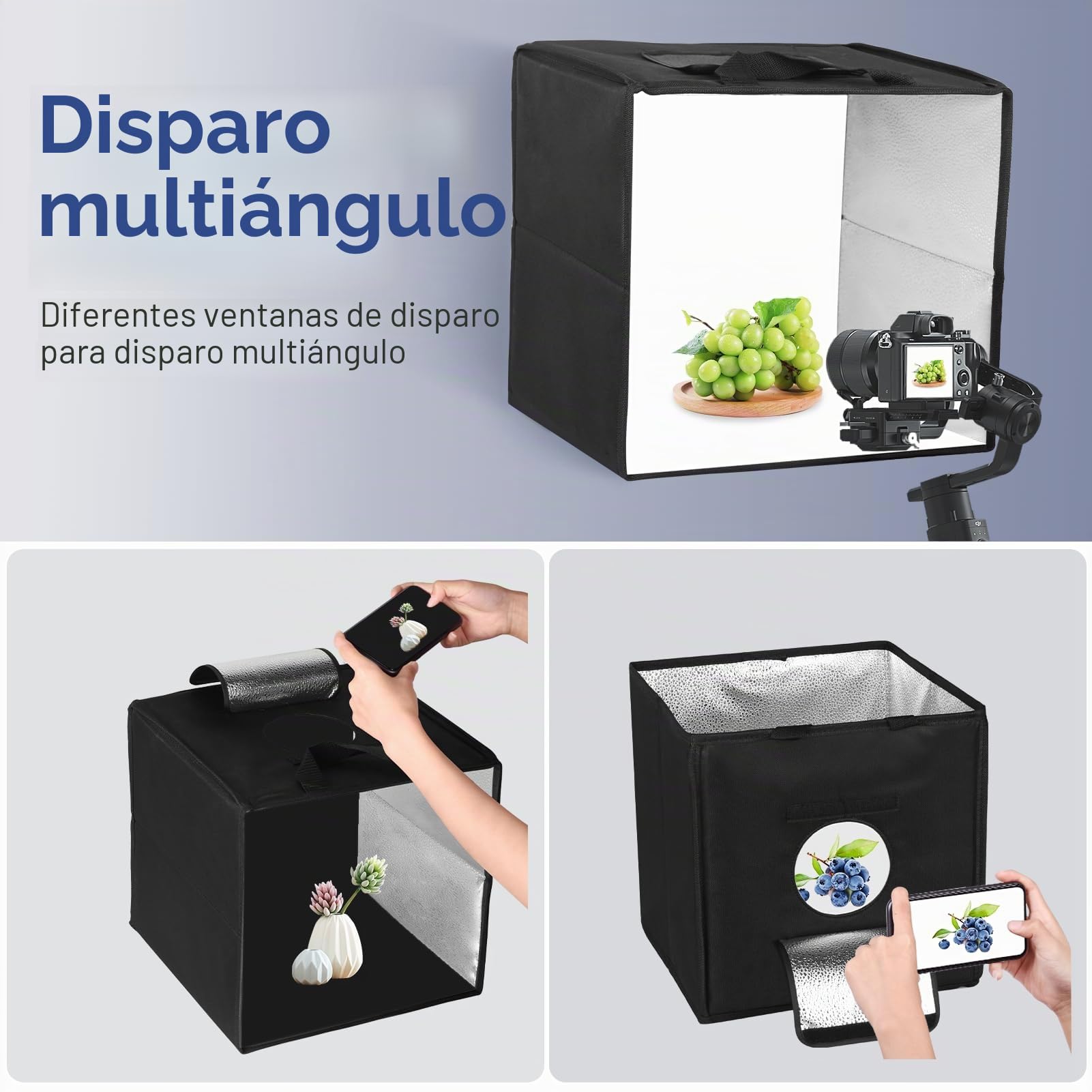 EMART Caja de Luz para Fotografía 40x40cm, 144 Cuentas LED y Fondo Impermeable de PVC de 6 Colores, Plegable Estudio Portatil, Ideal para Fotografico Objetos Pequeños como Joyas