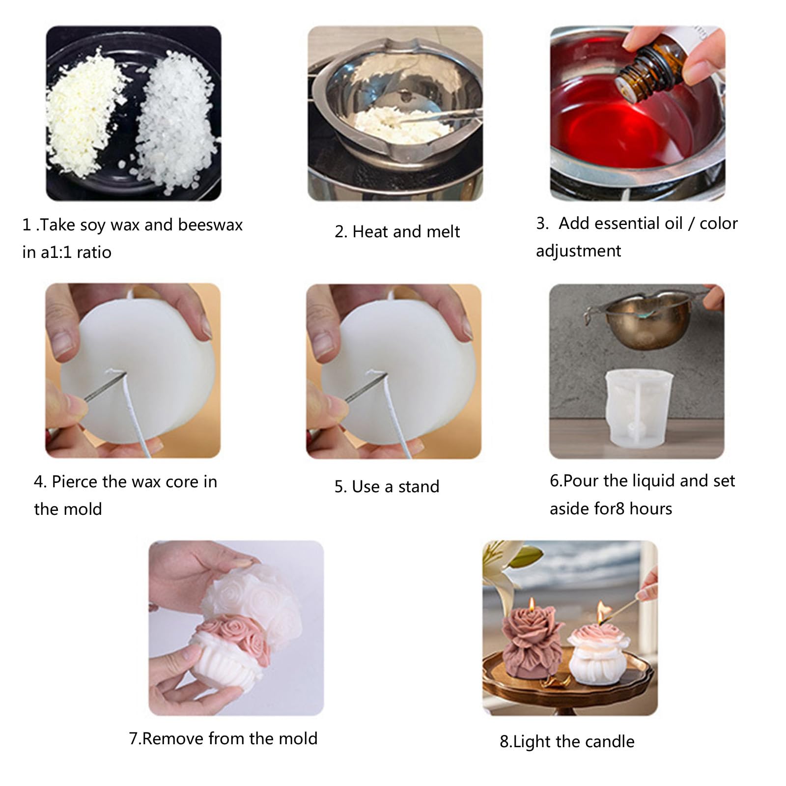 Molde de silicona para velas de flores, moldes de fundición hechos a mano, moldes de yeso, suministros de manualidades para decoración de bodas