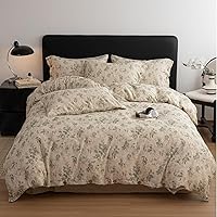 Vista 17 de 3 piezas de juego de funda de edredón tamaño individual XL, funda de edredón blanca con estampado floral azul, ropa de cama coquette de algodón