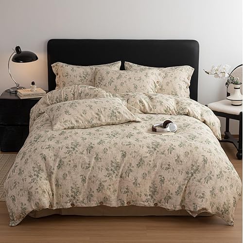 Miniatura 17 de 3 piezas de juego de funda de edredón tamaño individual XL, funda de edredón blanca con estampado floral azul, ropa de cama coquette de algodón