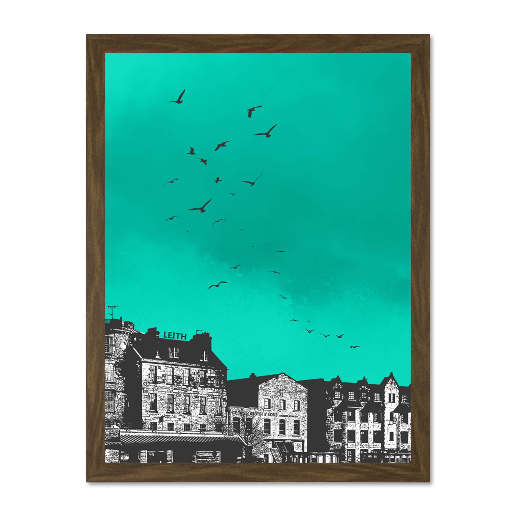 Wee Blue Coo Rooftop Birds Leith 18x24 Large Framed Art Print Poster Wall Decor 18x24 inch
