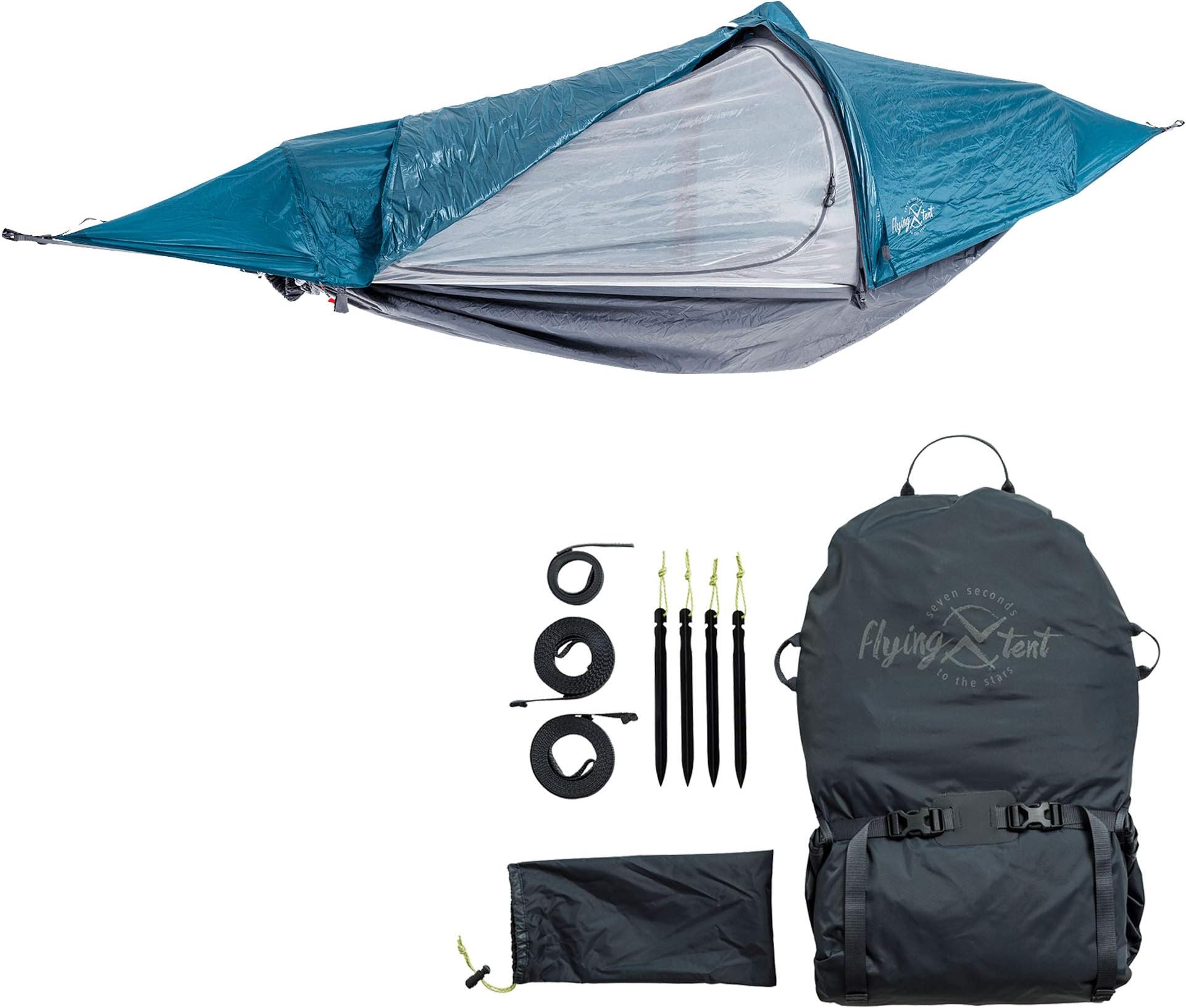 Unique All-in-ONE Hammock Tent, Bivy Tent, Hammock and Rain Poncho + Fine Mesh Mosquito Net - Ocean Blue